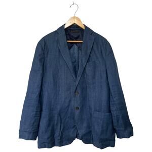 Jos A Bank 100% Linen Blazer Mens 42 Short Blue Two Button Sport Coat Jacket